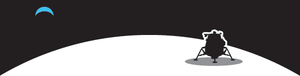 Lunar arc with LEM and Earth crescent